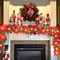 2 Pack 7 FT Christmas Poinsettia Flowers Garland Decorations, 10 LED Lighted Artificial Velvet String Lights with Red Berries, Xmas Ornaments for Indoor Outdoor Fireplace Decor